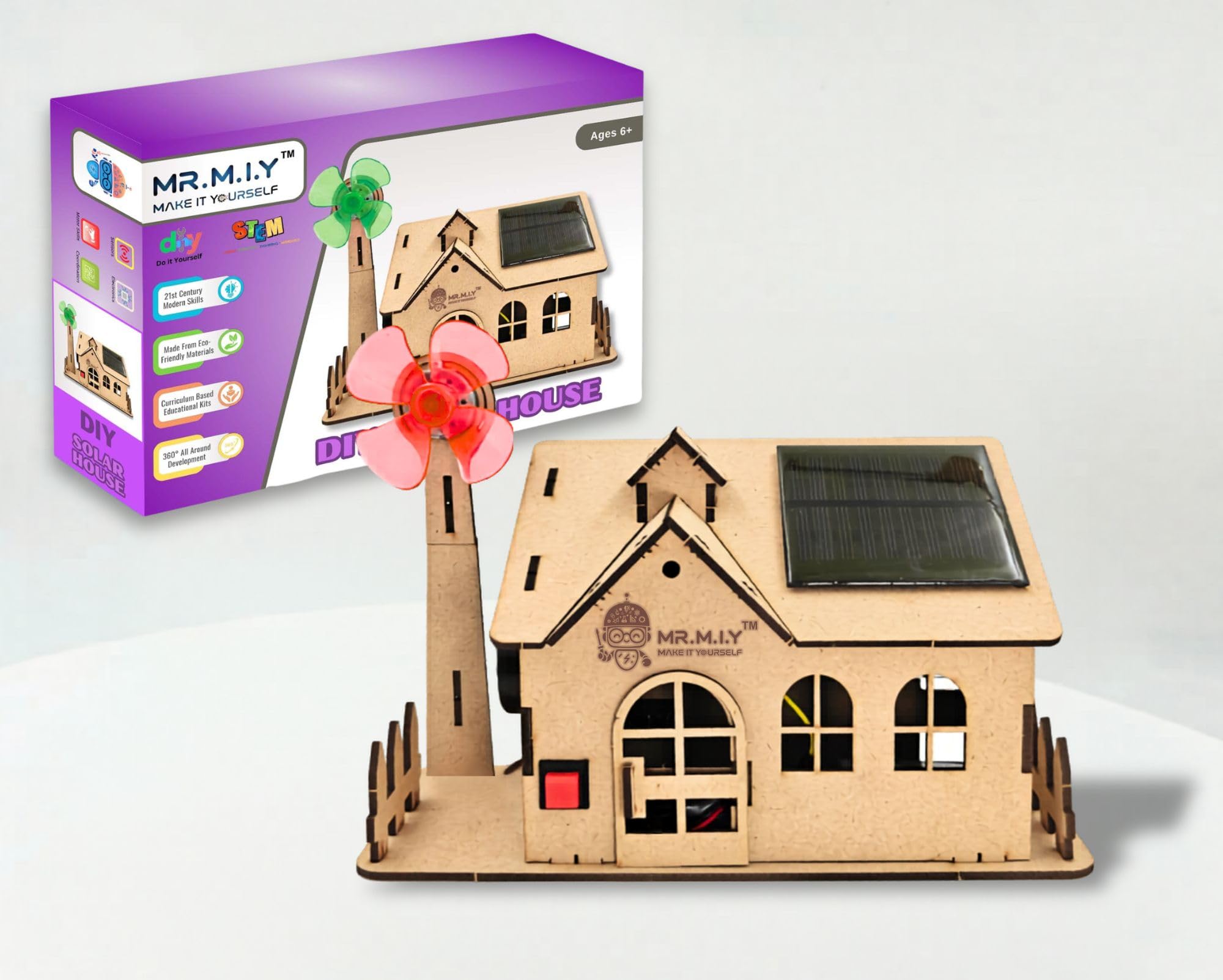 solar house diy stem science kit for kids 5+ | wooden solar energy house model | build your own working solar house | educational science & engineering toy