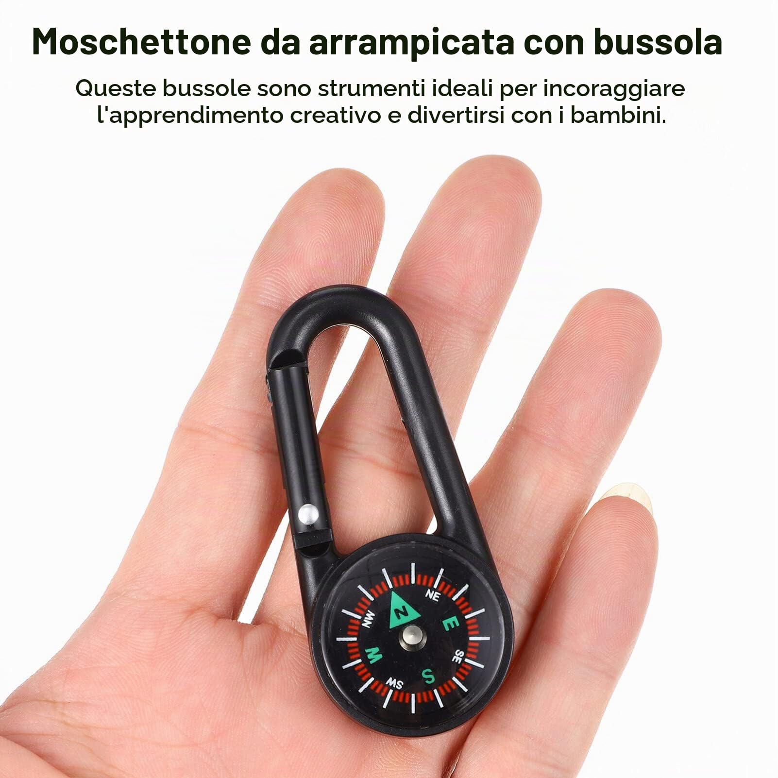 Toddmomy 48 Moschettoni per Bussola Arrampicata Piccola Bussola Portachiavi di Sopravvivenza Tascabile Trekking per Bambini Bomboniera Campeggio Allaperto
