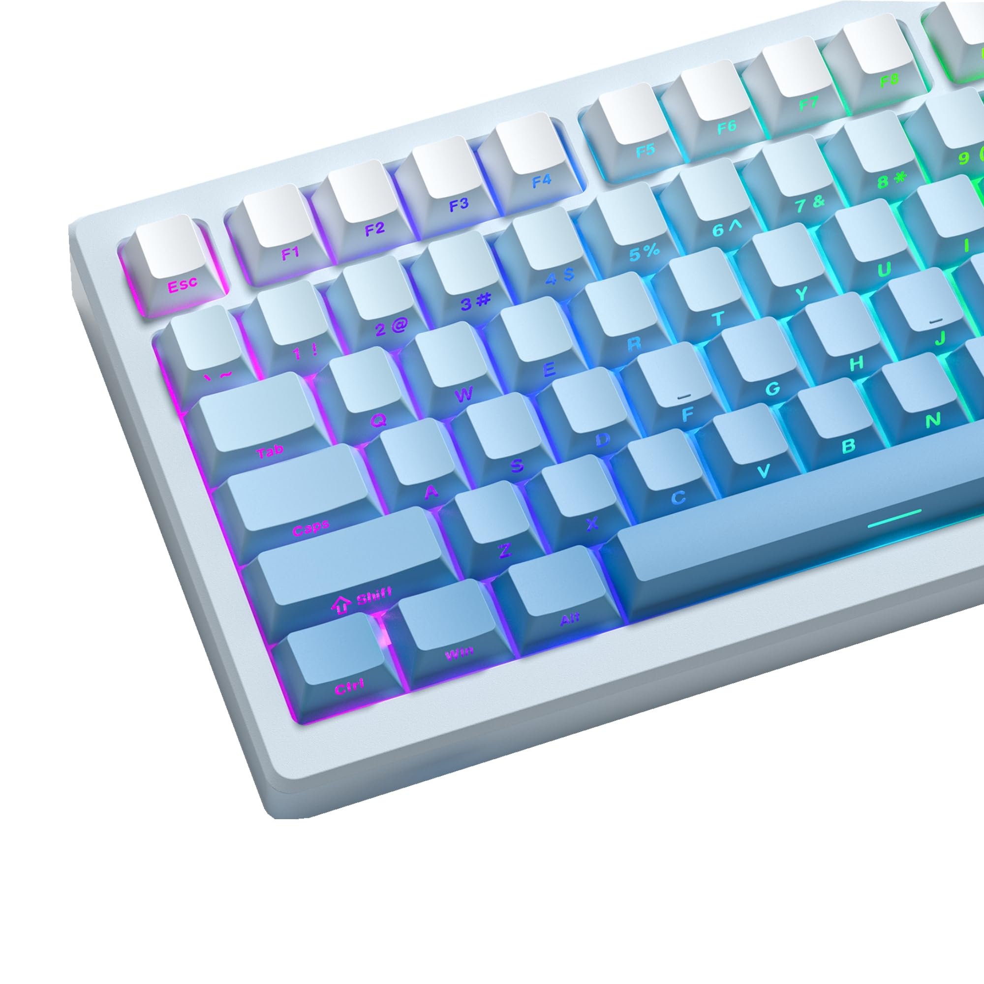 dagaladoo Double Shot PBT keycaps Set,Shine Through keycaps 60% 75%,Cherry Profile Keyboard keycaps,Gradient Blue,Side Printed keycap for Mechanical Gaming Keyboards(136key)