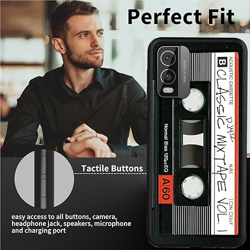 Miniatura 5 de Funda de teléfono para Nokia C210 para Nokia C210 2023 Cassette de audio retro, patrón elegante para mujer, diseño delgado y suave de goma de