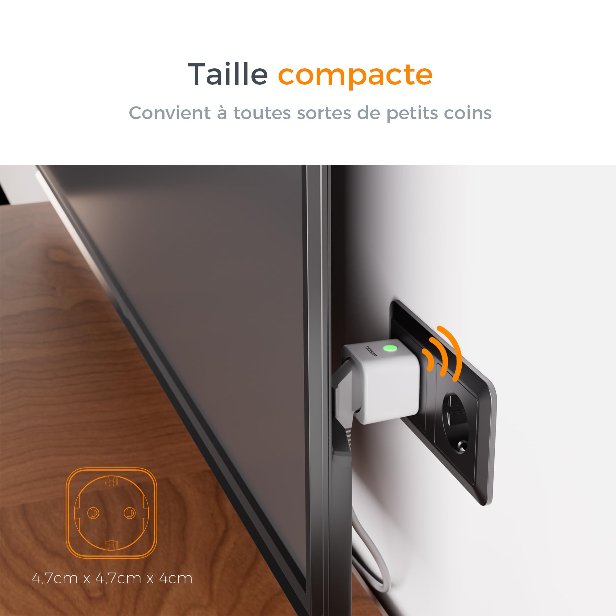 TESSAN Prise Télécommandée Programmable, Portée 30,5 M Prise Telecommande Sans Fil, Intérieures avec Interrupteur, pour Décoration de Noël, Électroménager, Éclairage, 2300 W, blanc