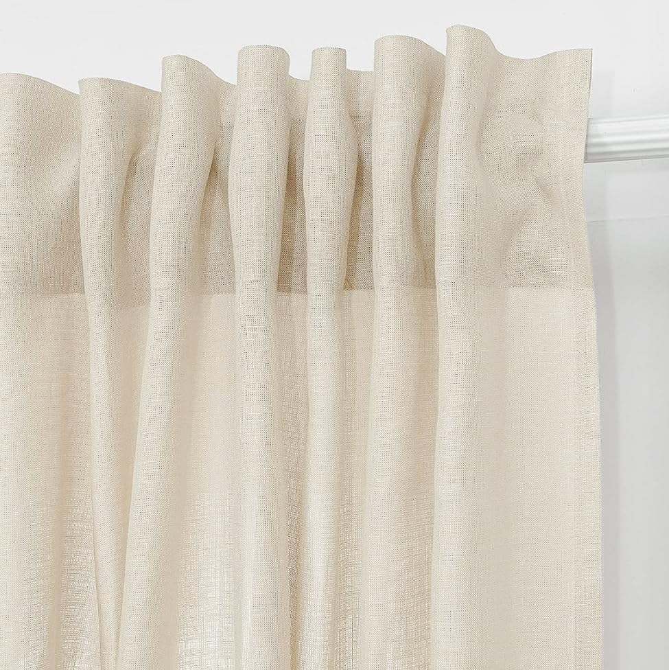 D'Moksha Tenda In Canapa Bianca 132x240 Cm – 100% Puro Lino, Ecologica, Filtra Luce, 1 Pannello Con Tasca Per Asta