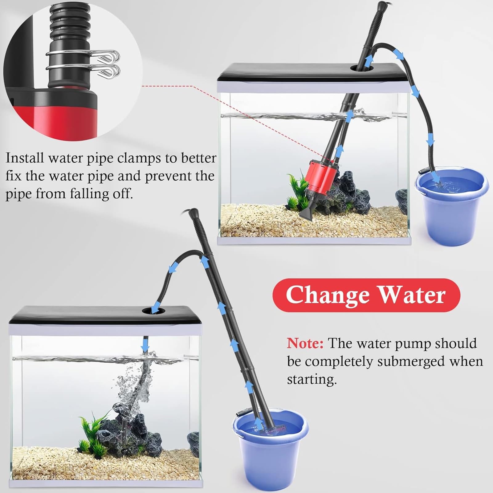 Manguera De Sifón Manual, Cambio De Agua De Acuario, Elementos De Mantenimiento De Agua Extraíbles For Acuarios, Uso For Limpieza De Peceras, Grava Y Arena