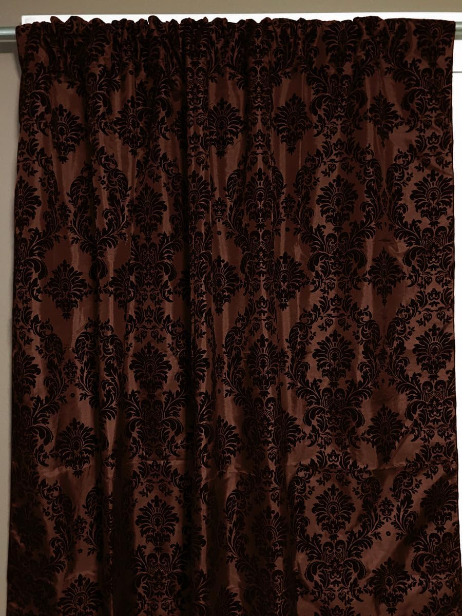 lovemyfabric Taffeta Flocking Damask Print Curtain Panel Window Treatment Gothic Victorian Photography Backdrop Bedroom Kitchen Livingroom Window Décor (58" Wide x 84" Long, Black on Black)