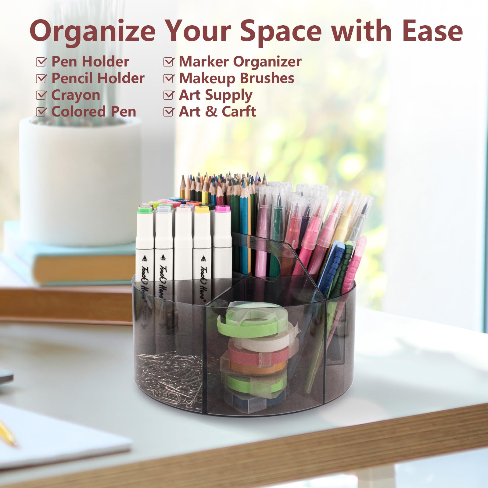 Absonic Acryl-Stiftehalter, Marker-Organizer, 360 Grad drehbarer Stifthalter, Buntstift-Organizer für Kinder, Bleistift-Organizer, Organizer, Kunstbedarf, Kinder-Schreibtisch-Organizer für Büro