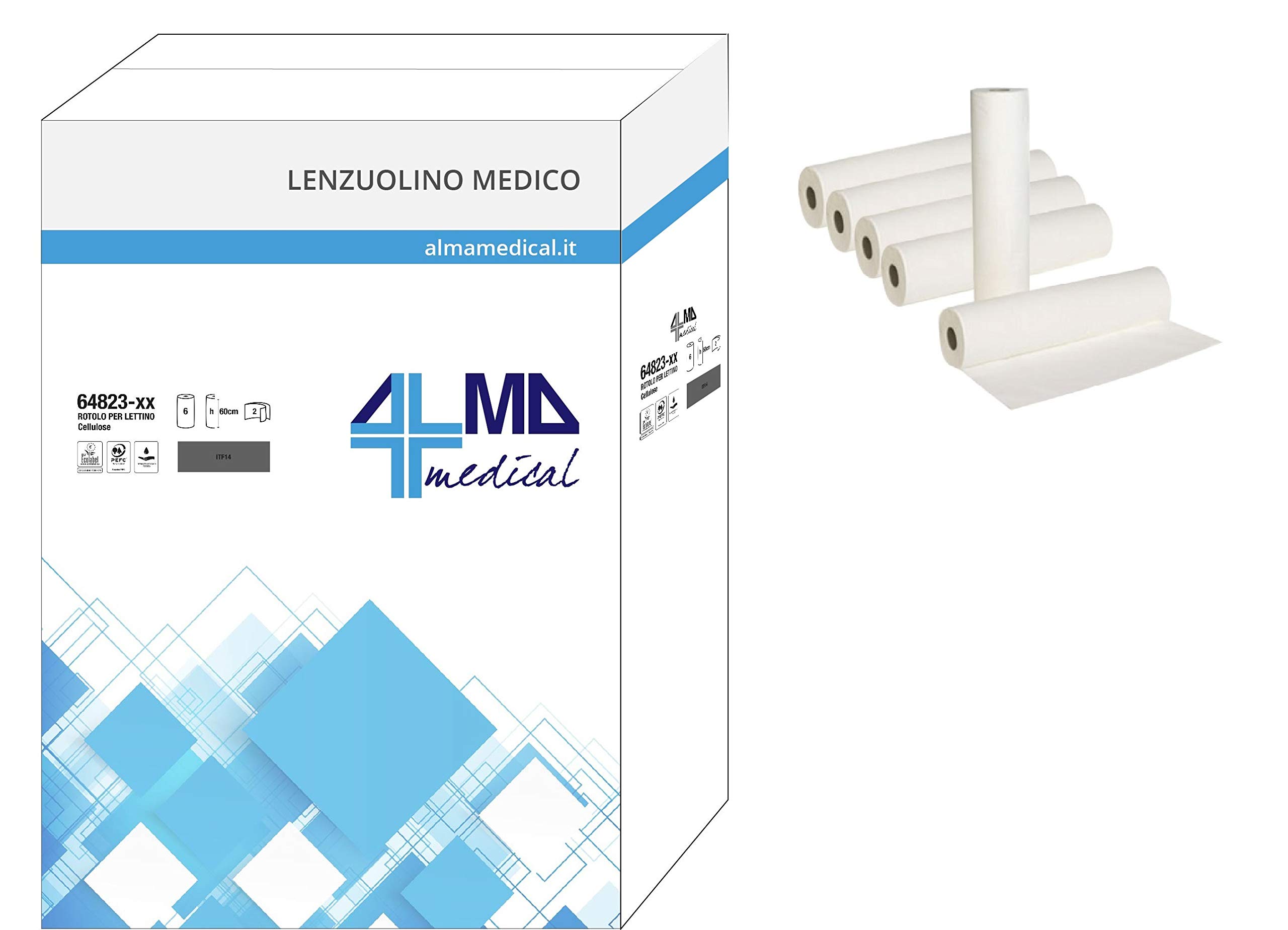 Lenzuolino Medico Pura Cellulosa 2 Veli (60 X 80 MT) - Confezione Da 6 Rotoli)