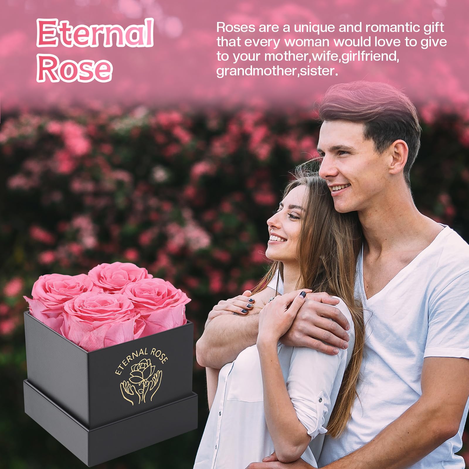 Rosa Eterna In Vetro - Regalo Romantico Per Donna Con Angelo E Fiore Stabilizzato - Foto 4