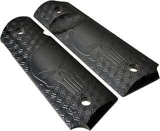 Honeycomb Punisher - Extreme Polymer Full Size 1911 Grips Engraved Textured (PIX-HC-Pun), black - Generic