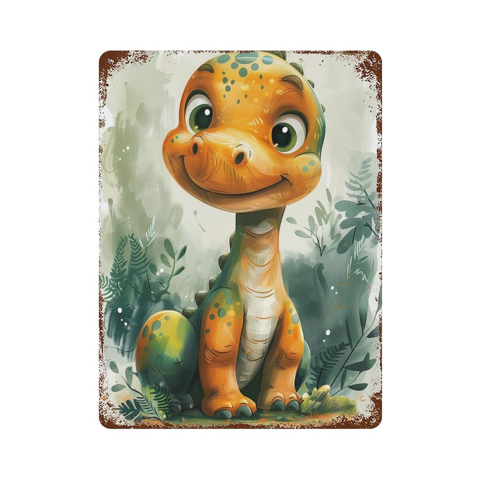 Adorable Dinosaur Baby Toy Weathered Tin Sign 15.7"x11.8", Rustic Home Decor for Garage, Bar And Workshop Decor