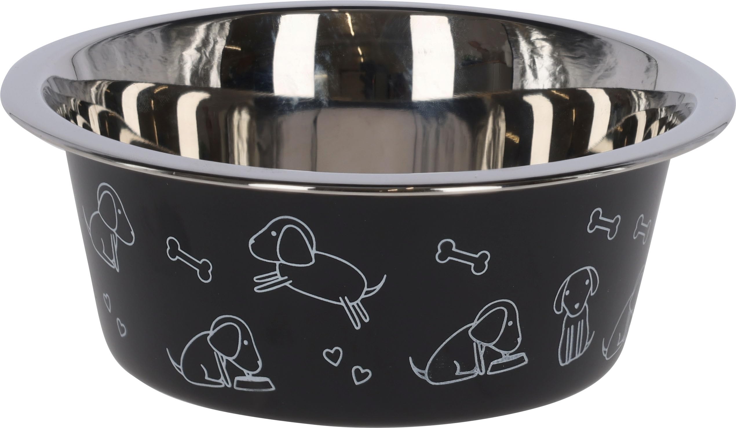 Kerbl Pet Stainless Steel Bowl Approx. 900 ml Black with Motif