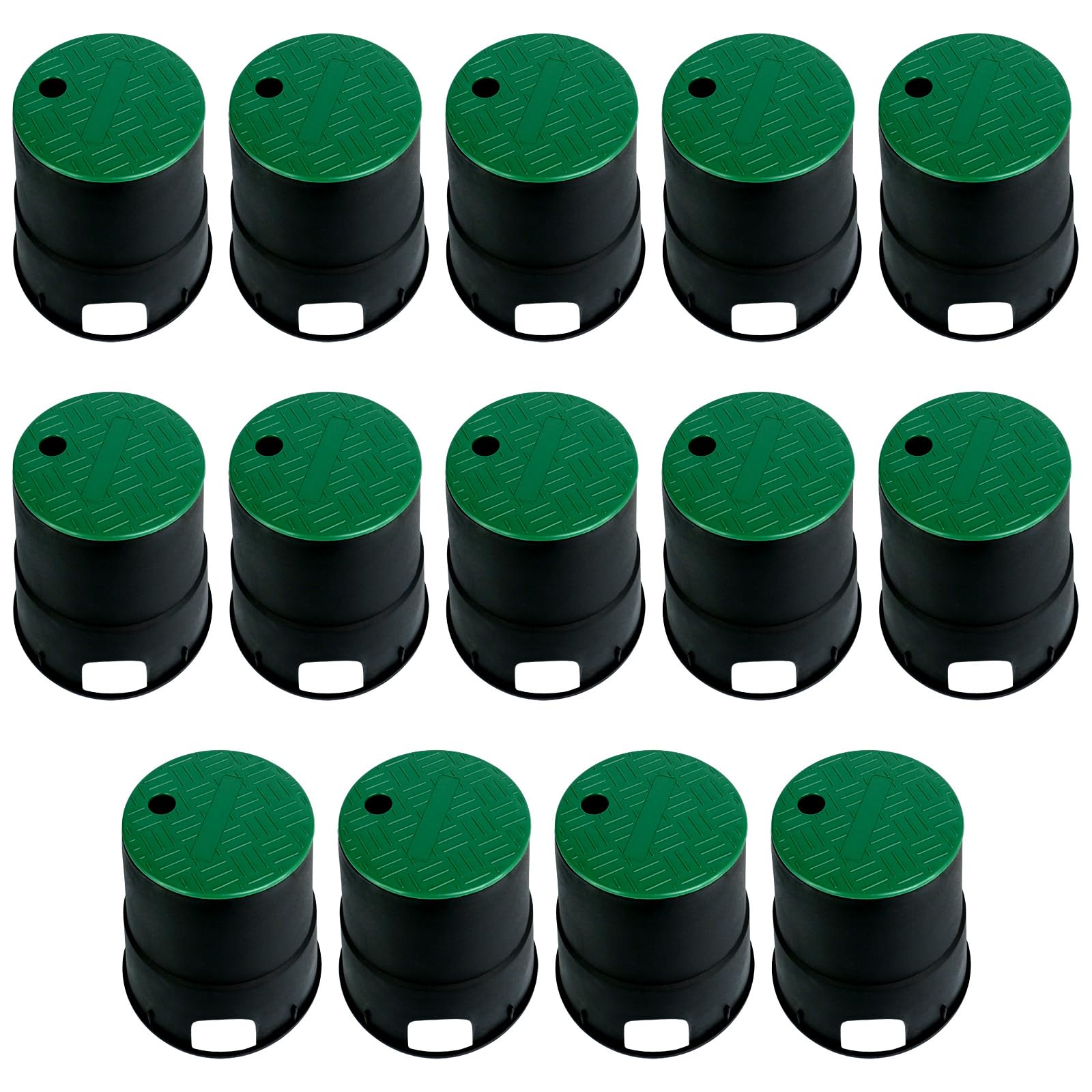Juego de 14 cajas de válvulas de polipropileno de 6 pulgadas, caja de válvula de aspersor antideslizante, de plástico, redonda, verde y negro, caja de medidor de agua para patio, jardín