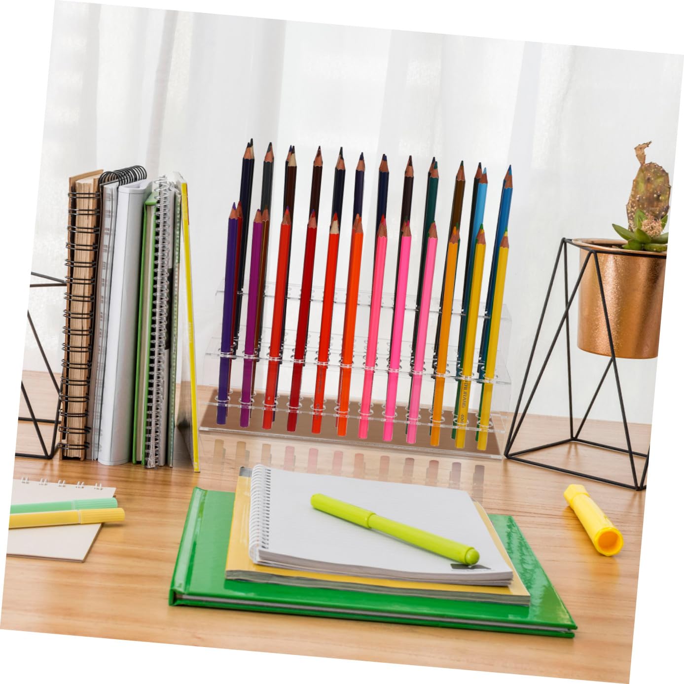 SHINEOFI Présentoir à Stylos Grosse Capacité en Plastique Design Multi-trous et Structure Solide, Résistant à L'usure, pour Organiser Crayons et Pinceaux sur Bureau