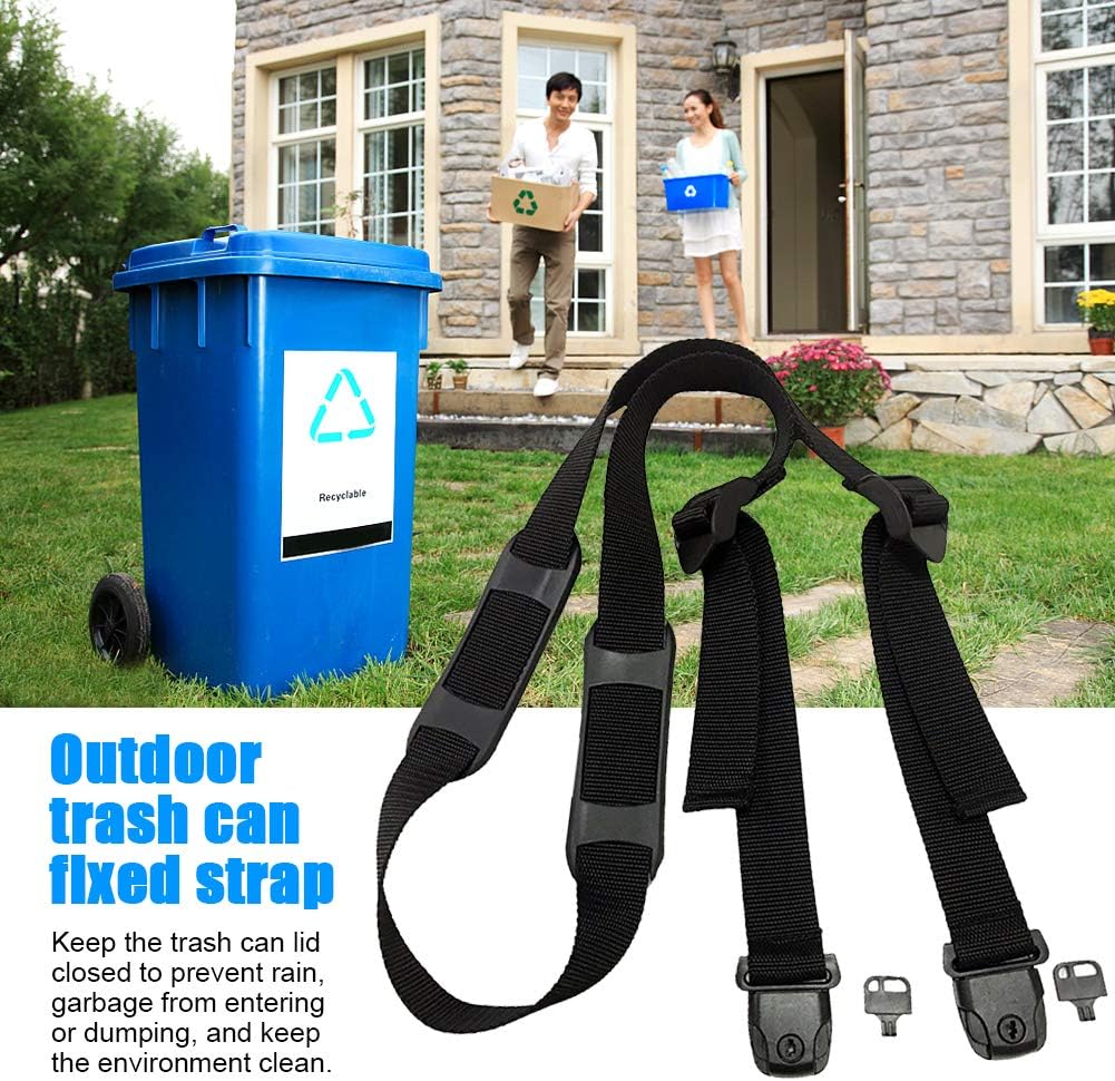 MOVKZACV 1.4m Outdoor Garbage Can Lid Strap,Quick Shackle,Adjustable