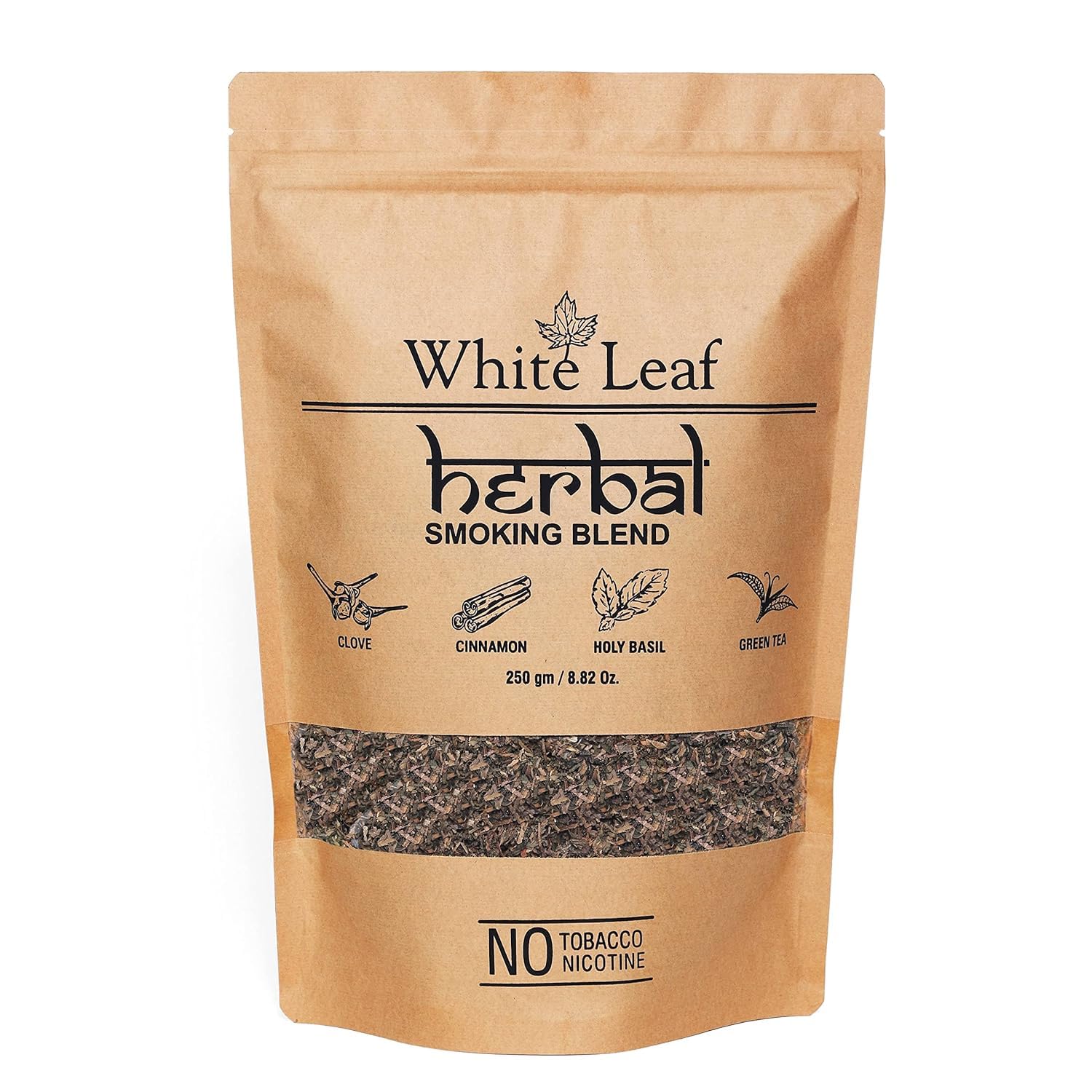 White Leaf Ayurvedic Herbal Smoke 100% Tobacco-Free, 100% Nicotine-Free Natural Herbal Smoking Blend (250 Gram) Non Additives | Clove Flavour | Smoking Cessation-image-22