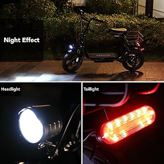 Caroma Electric Scooter for Adults with Seat, 800/1200W Motor, Max 30Miles Ranges&20Mph, 14" Fat Tire Foldable E-Scooter with Carry Basket, Dual Braking Dual Suspension, 300lbs Max Load