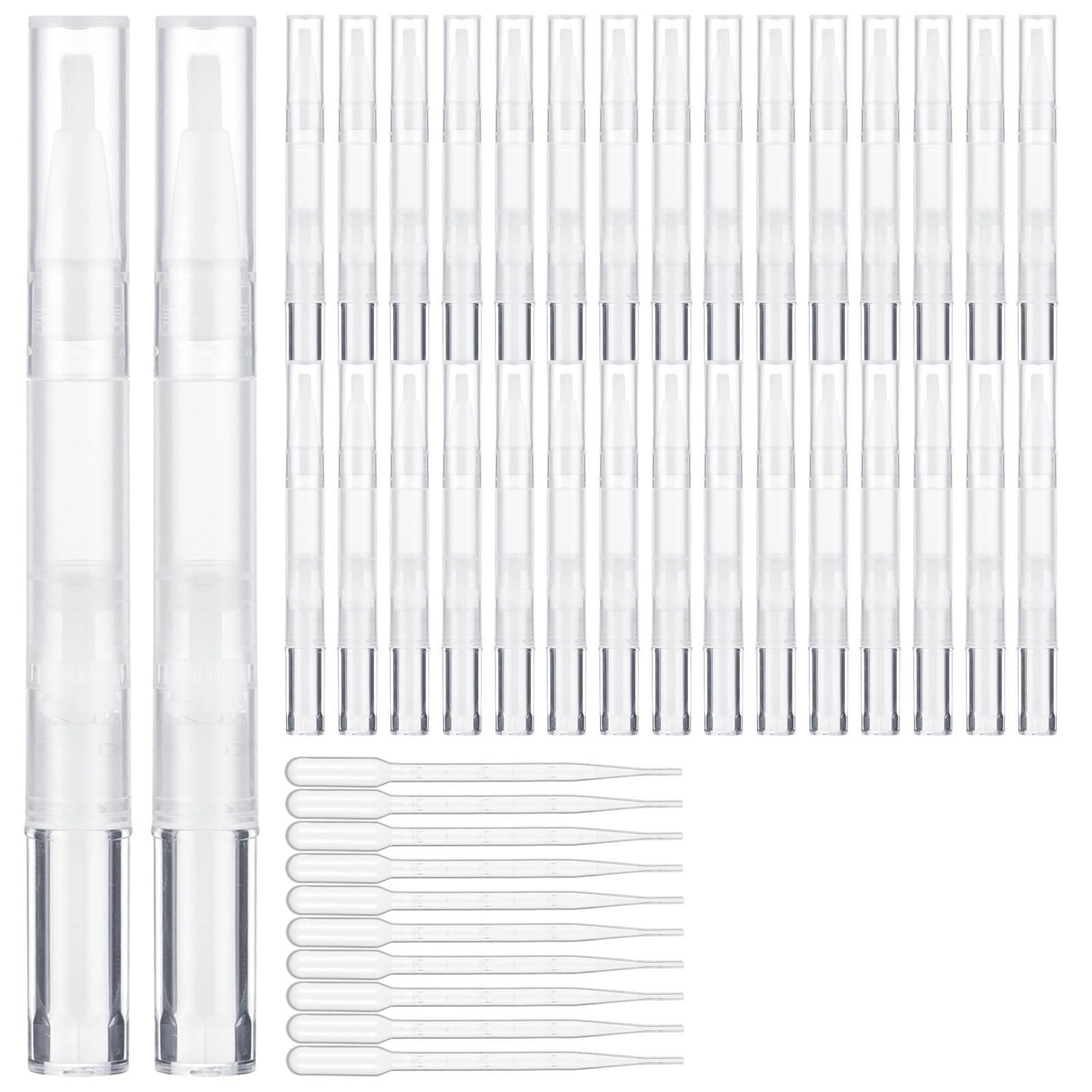 50 bolígrafos transparentes de aceite para cutículas de 3 ml, recipientes cosméticos con punta de pincel, aplicadores de brillo de uñas y labios