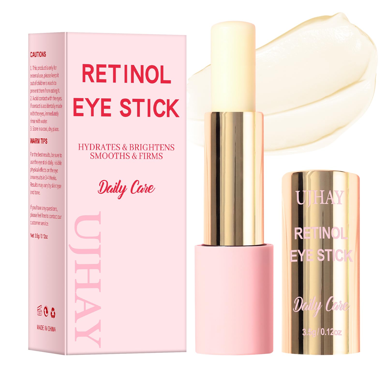 Retinol Eye Stick, Anti-Aging Eye Cream for Wrinkles, Dark Circles, Puffiness & Bags Under Eyes, All-in-one Multi Eye Balm with Caffeine, Vitamin C, Hydrating & Firming Skin