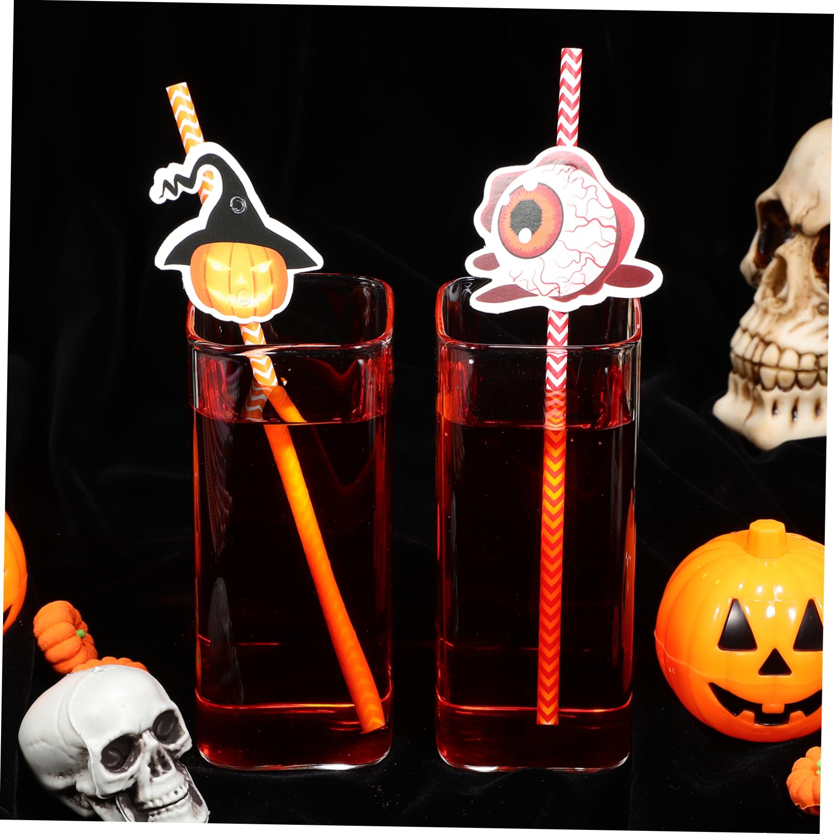 LABRIMP 6confezioni Di Halloween Colorate Con Stampa Strisce Per Feste e Decorazioni Spettrali Per Cocktail e Bevande Festive Sicure e Biodegradabili