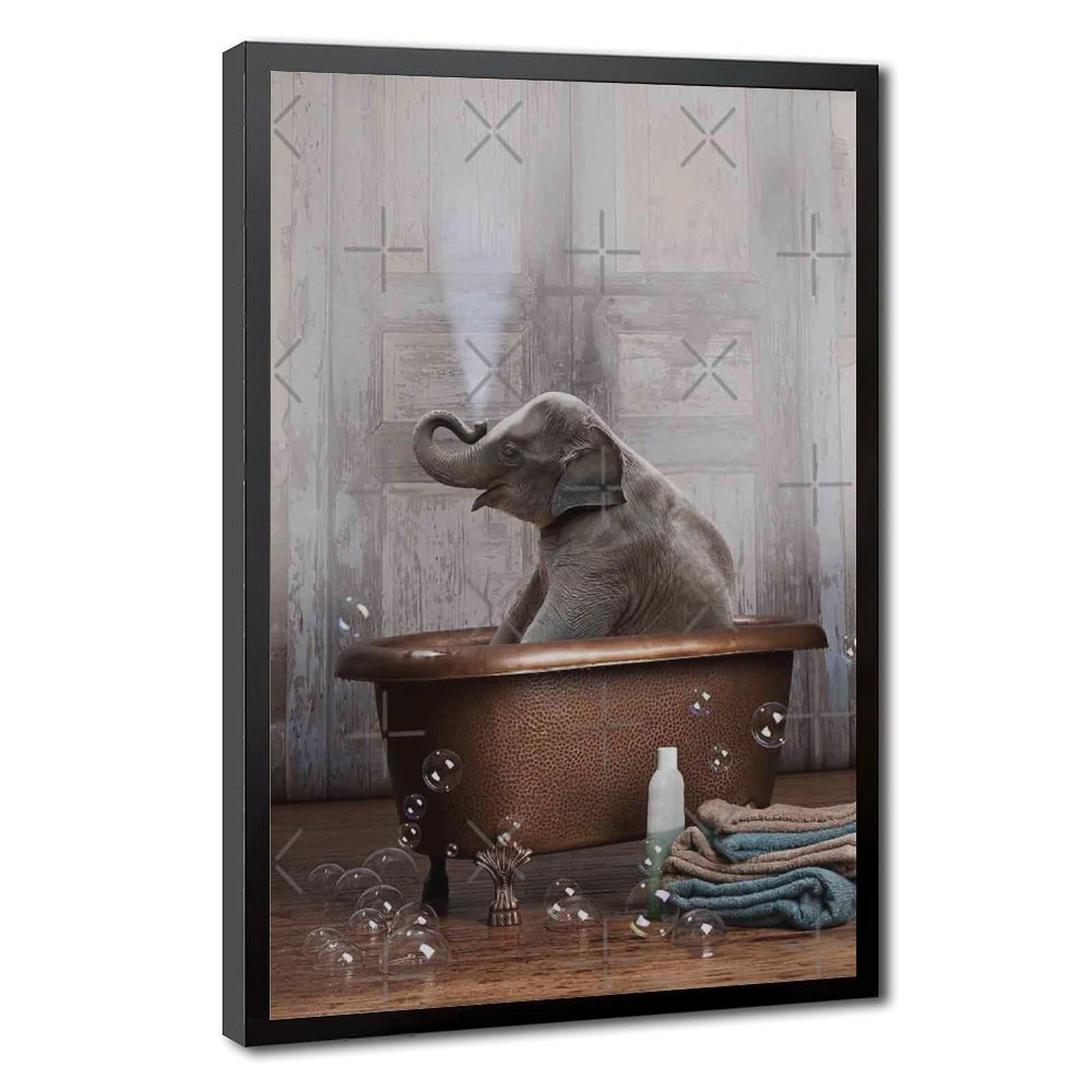Bareronor Bathroom Elephant Poster Canvas Poster Bedroom Decor Landscape Office Room Decor Gift 24" L X 36" W