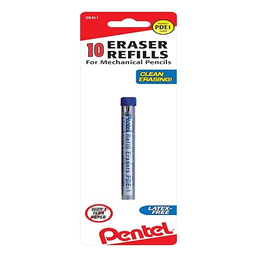 Pentel PDE1BP2 Refill Eraser for AL, AX and PD Pencil Series 5 pieces per Tube, (2x tubes) White