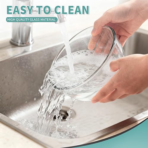 Miniatura 5 de Paquete de 2 recipientes de vidrio para yogur con tapas, tazón de yogur reutilizable con tapa, gran capacidad para hacer más sin esperar, juego de