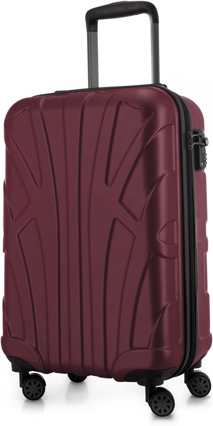 SUITLINE - Hand Luggage, Cabin Trolley, Hardshell Suitcase, 100% ABS, 55 cm, 34 liters, Bordeaux