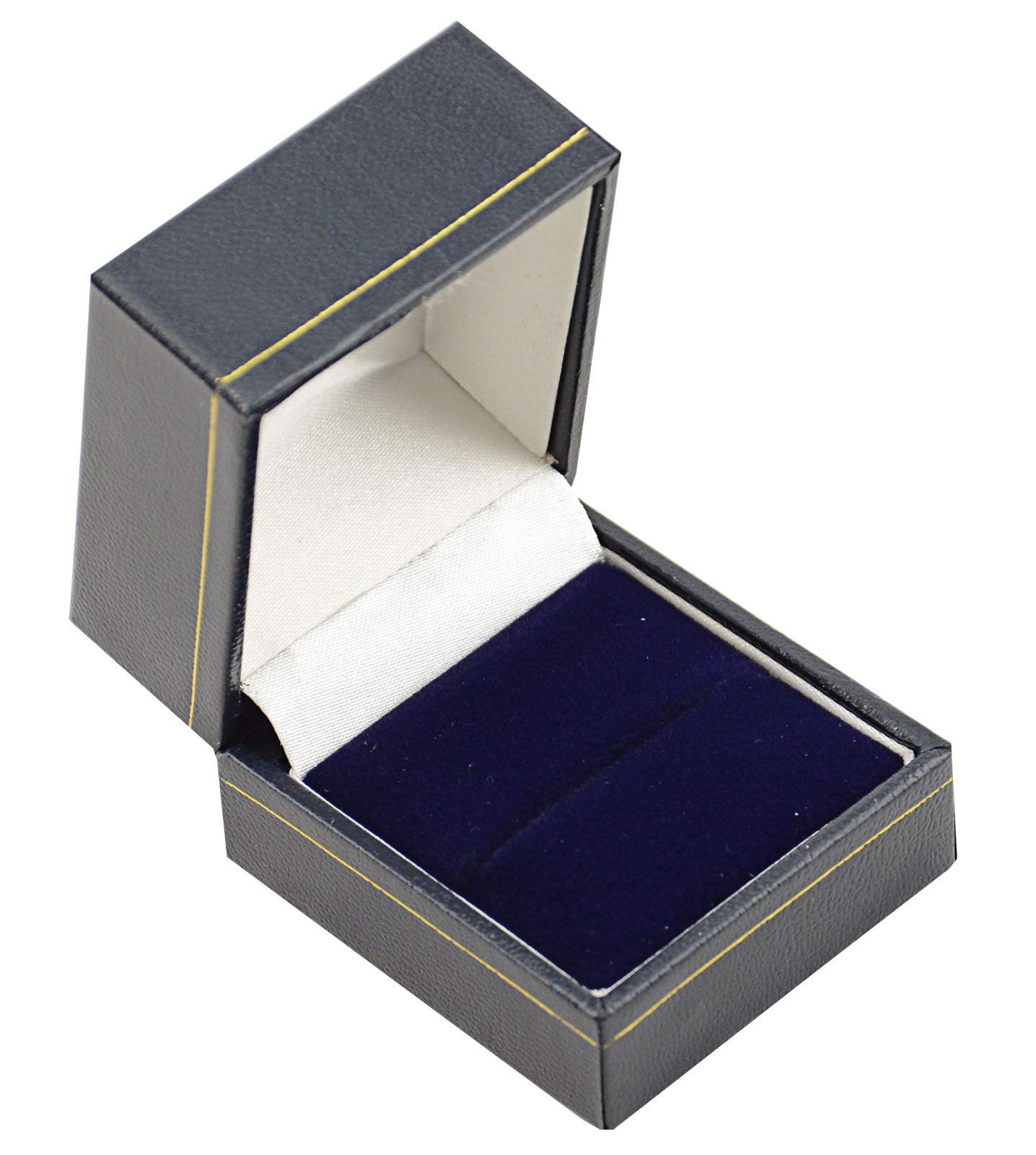 Box Displays 10 x Stunning Leatherette Ring Boxes - Jewellers Wholesale Ring Box Suppliers (Blue)
