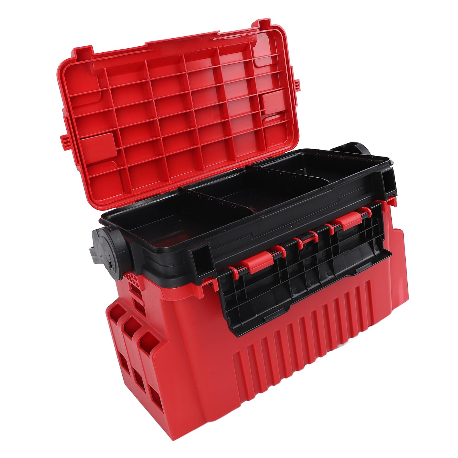 Angelkoffer, wasserdichte Aufbewahrungsbox mit Herausnehmbaren Trennwänden und Verstellbaren Fächern, Mehrlagiges Design für Meeres- und Brandungsangeln