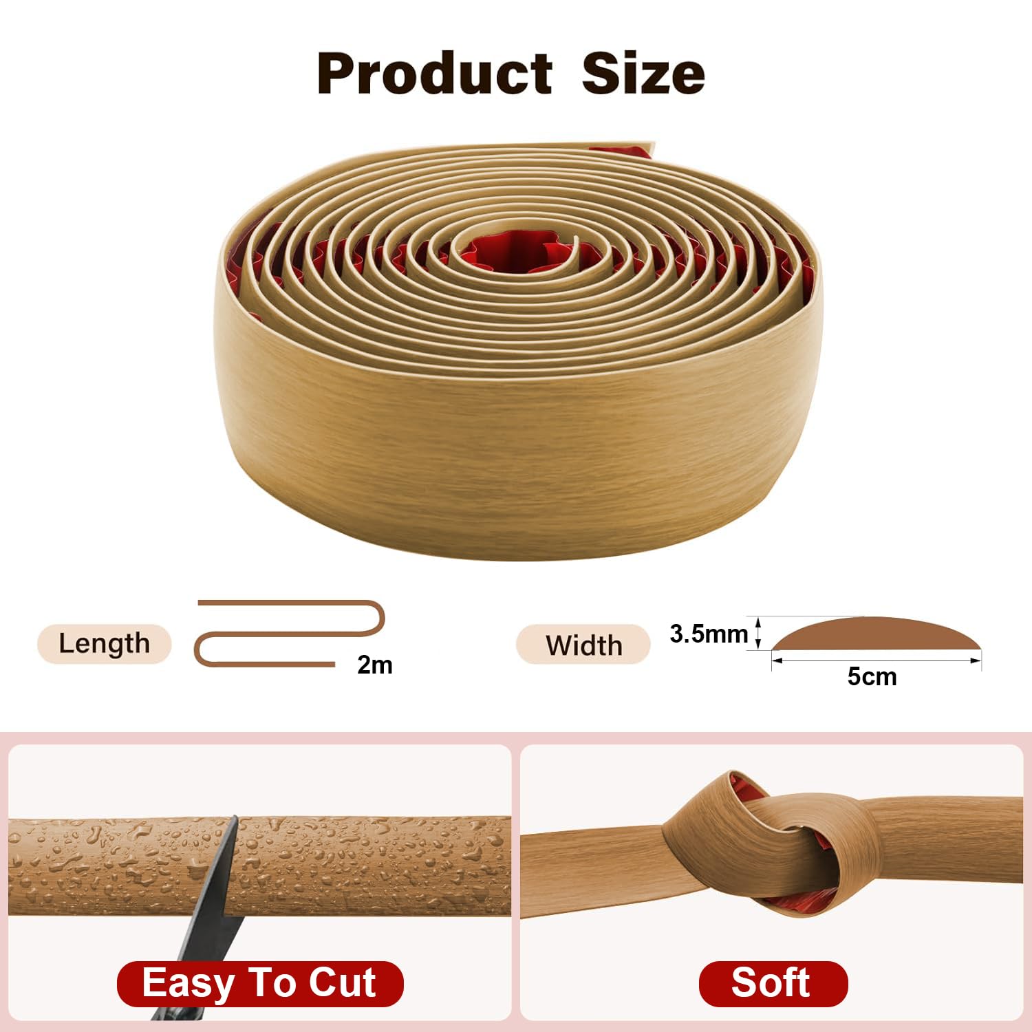 Listwa progowa do podłóg laminowanych, 5 cm listwa progowa z PVC, samoprzylepna listwa progowa, listwa progowa do drzwi, listwa progowa do łączenia szczelin podłogowych (Aspen Żółty, 2 m)