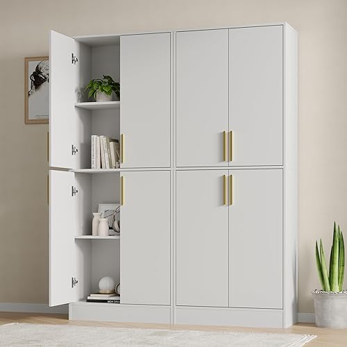 Miniatura 6 de Armario de despensa de 71 pulgadas de alto con 4 puertas, armario de almacenamiento de despensa de cocina, armario de despensa independiente,