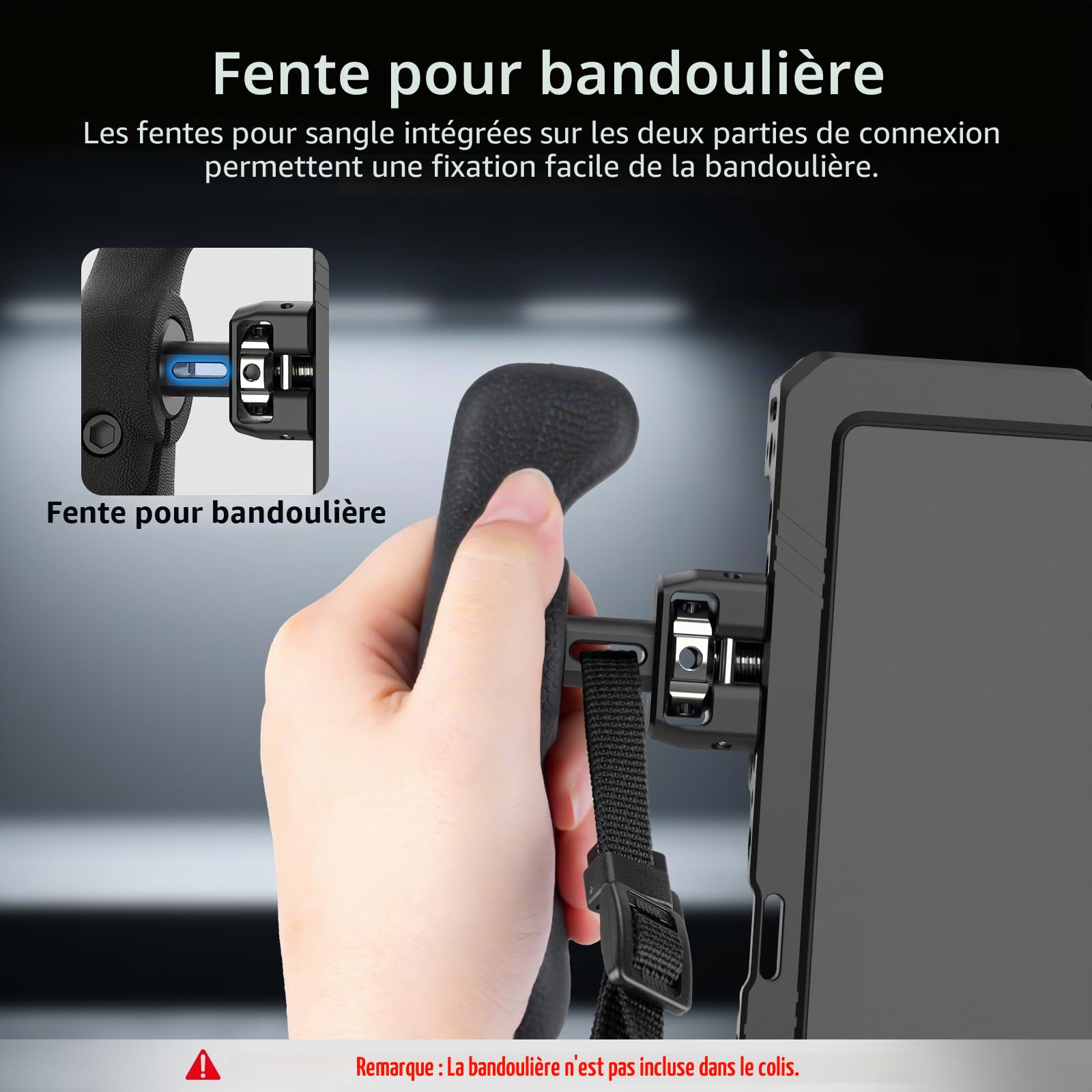 Nitze Poignée Latérale avec Vis 1/4" et Goupilles de Positionnement Rétractables, Réglable 360° pour Ipad, Moniteur et Cage Appareil Photo PA32D