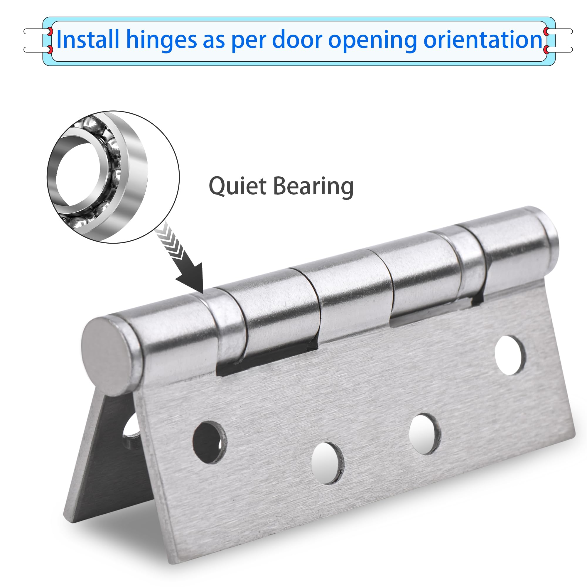 12 Pcs Black Door Hinges 75 mm Hinges for Internal Doors Ball Bearing External Door Hinges Matte Black Heavy Duty Outdoor Hinges for Wood - Image 3