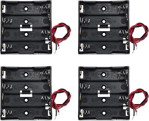 4 Unidades 4 x AA espesar soporte de batería con I tipo clip de batería con cable conector a presión estándar disponible en Yaxa Guatemala