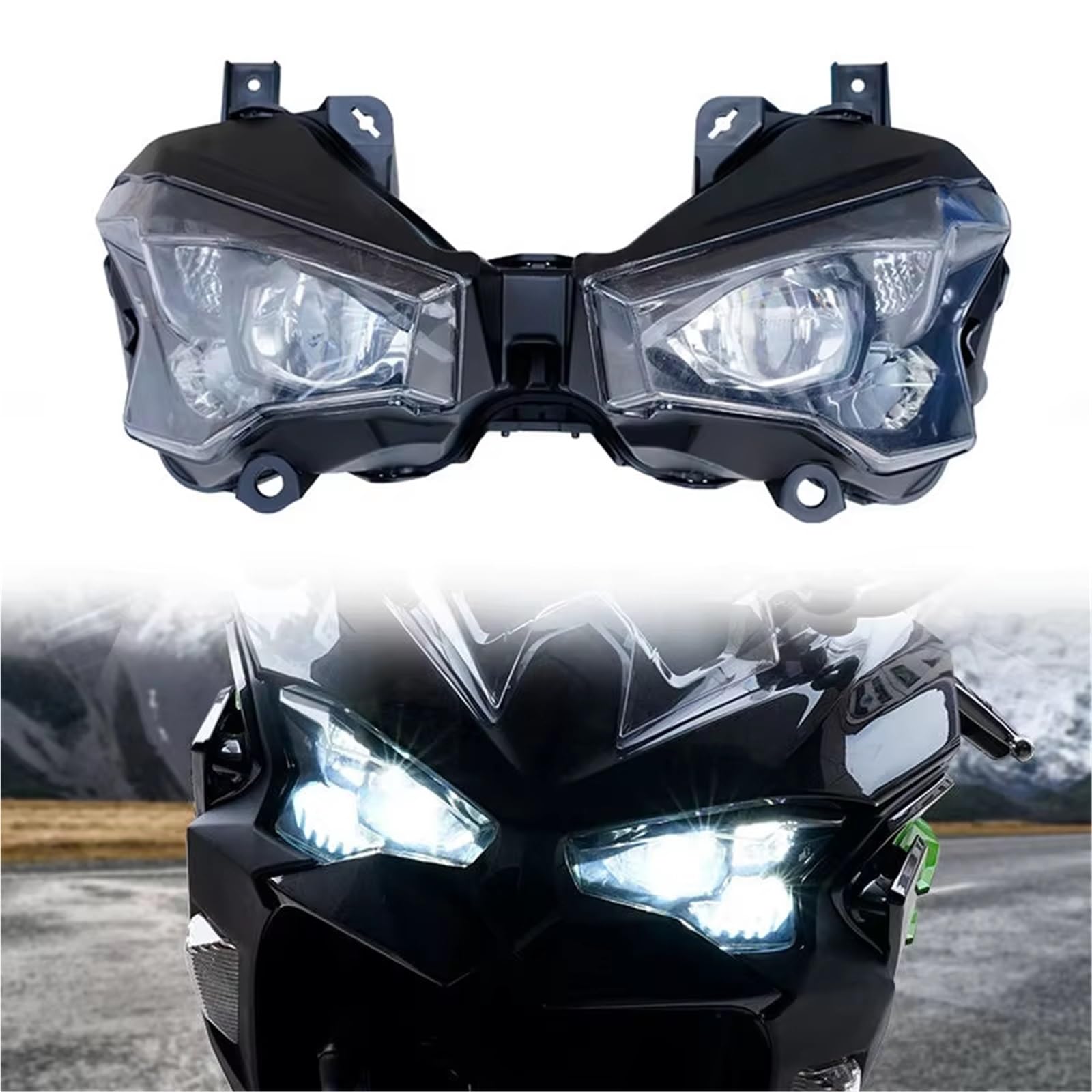para Ninja500 2024 2025 para ABS para ZX-6R Conjunto De Faros LED para Motocicleta con Haz Alto/bajo Lámpara DRL Moto Faros Auxiliares