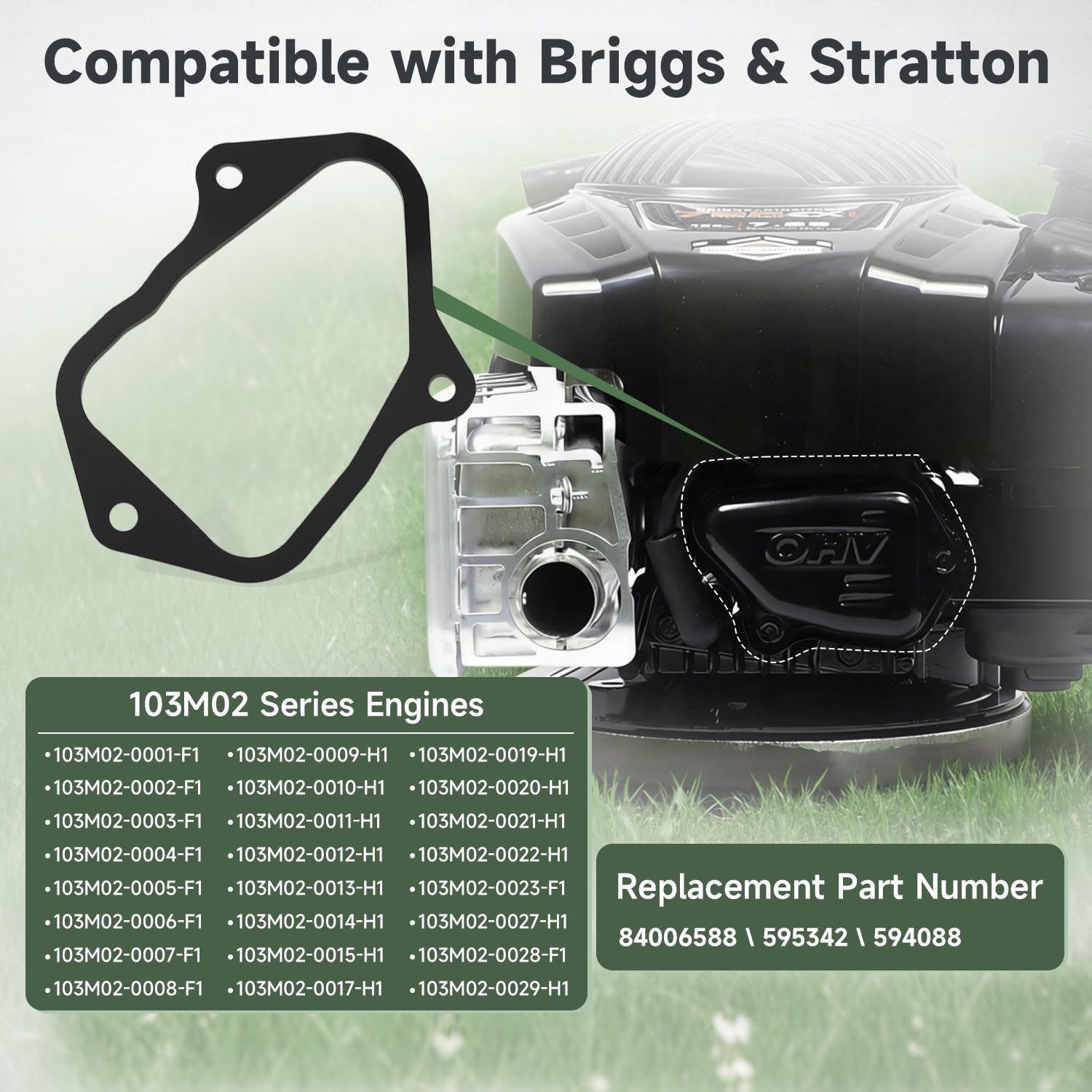 5Pcs Rocker Cover Gasket Valve Cover Compatible with Briggs & Stratton Replace#: 595342 84006588 594088