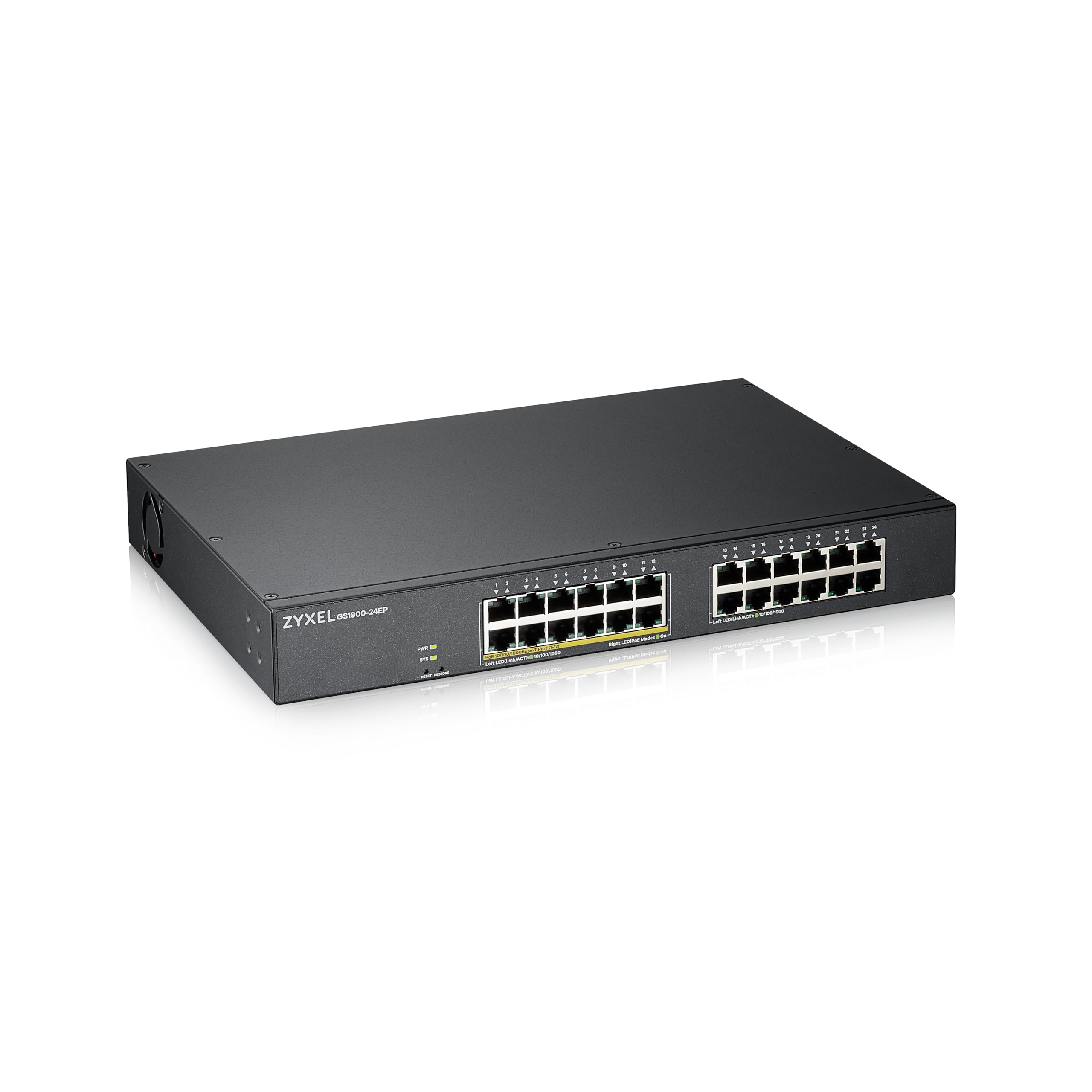 Zyxel 24-Port GbE Switch | 130 Watt 802.3at PoE | Rackmount | Smart Hybrid Mode Switch | Standalone or Nebula Cloud [GS1915-24EP]