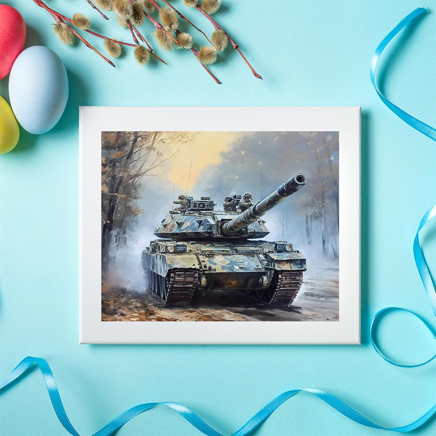ZUVRDIAI Paint by Numbers for Adults Paint by Numbers Kits Retro Tank Art Oil Painting The Family Decorates Wall Decoration Gift 16x20Inch