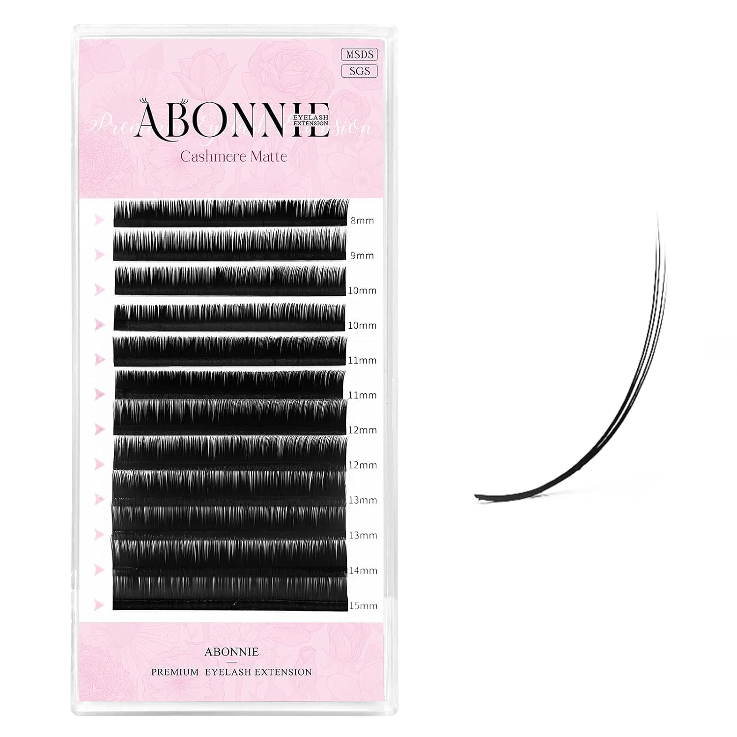 Cashmere Lash Extensions UB Curl 0.07 thickness 8-15mm Volume Eyelash Extensions Super Matte Black Classic Lash Extensions Individual Lashes Tray Professional Lash Salon Use(0.07-UB-8-15MM)