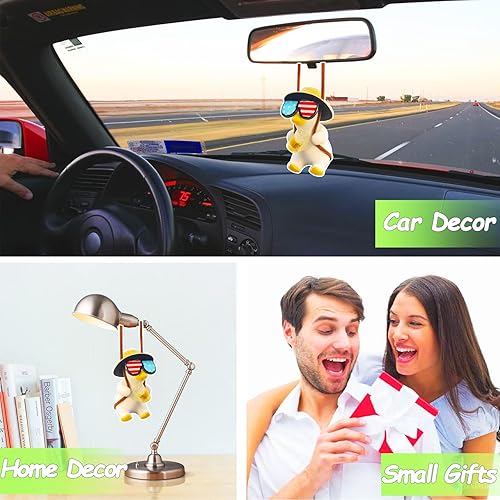 Miniatura 6 de Adorno colgante de pato oscilante para automóvil, accesorios para colgar en el espejo del automóvil, bonita decoración para auto, colgante para