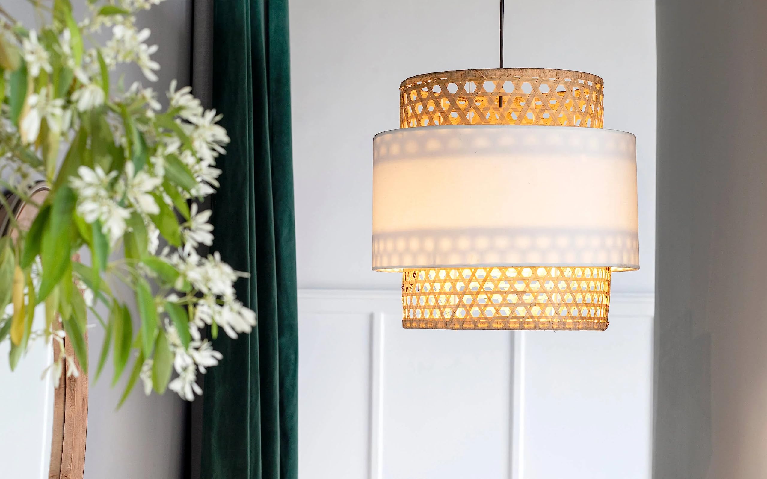 AKWAY Bamboo Lamp for Living Room Cane Pendant Light Rattan lamp for Hanging Bamboo Ceiling lamp for Home Decoration (Three Tier) (B0C55NG1LM) Amazon Price History, Amazon Price Tracker