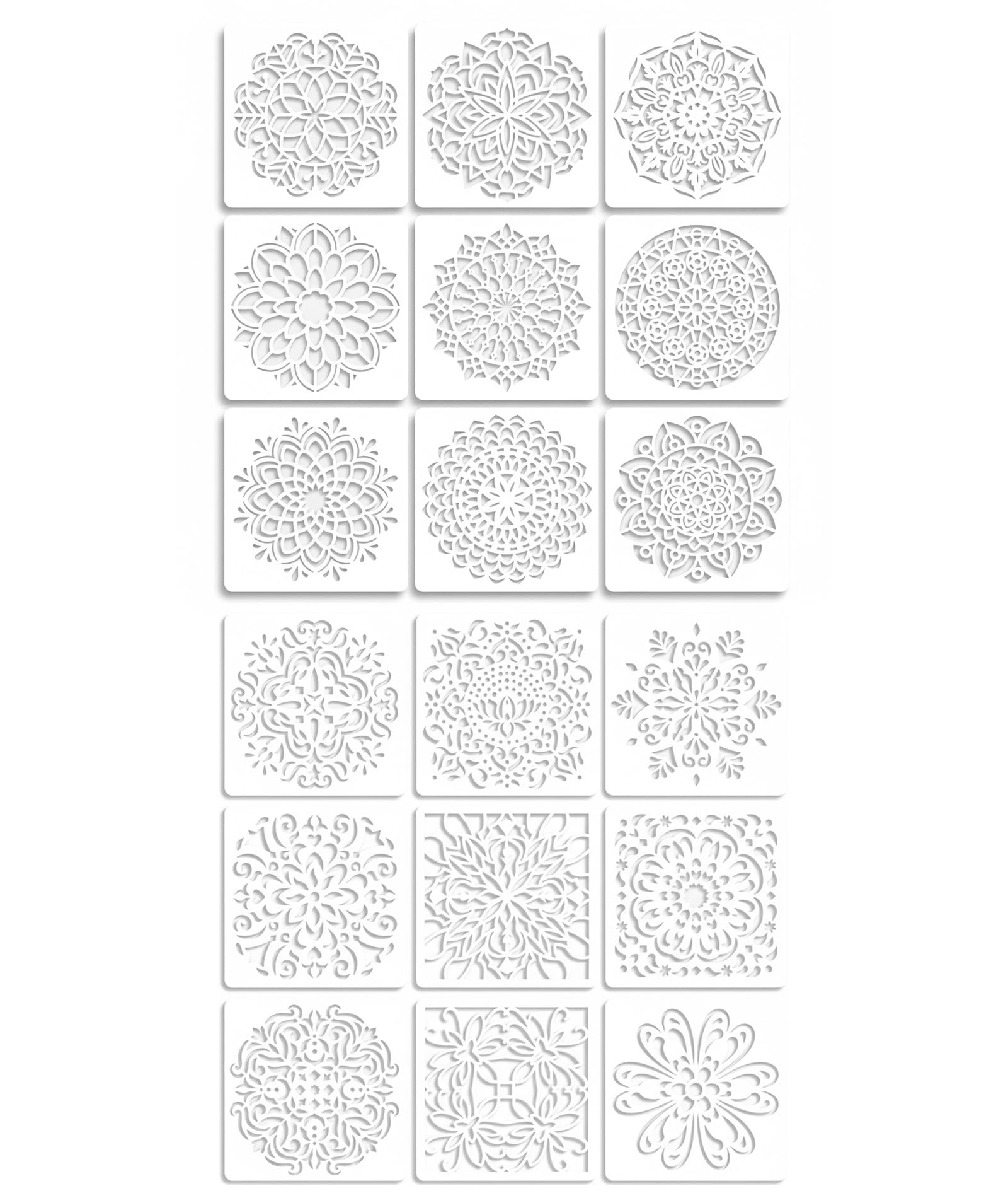 18 Pcs Stencils for Craft and Art, Mandala Stencil Set for Wall Painting, Home Decor, Fabric Painting, Reusable Templates for DIY Projects(4in*4in)-image-11