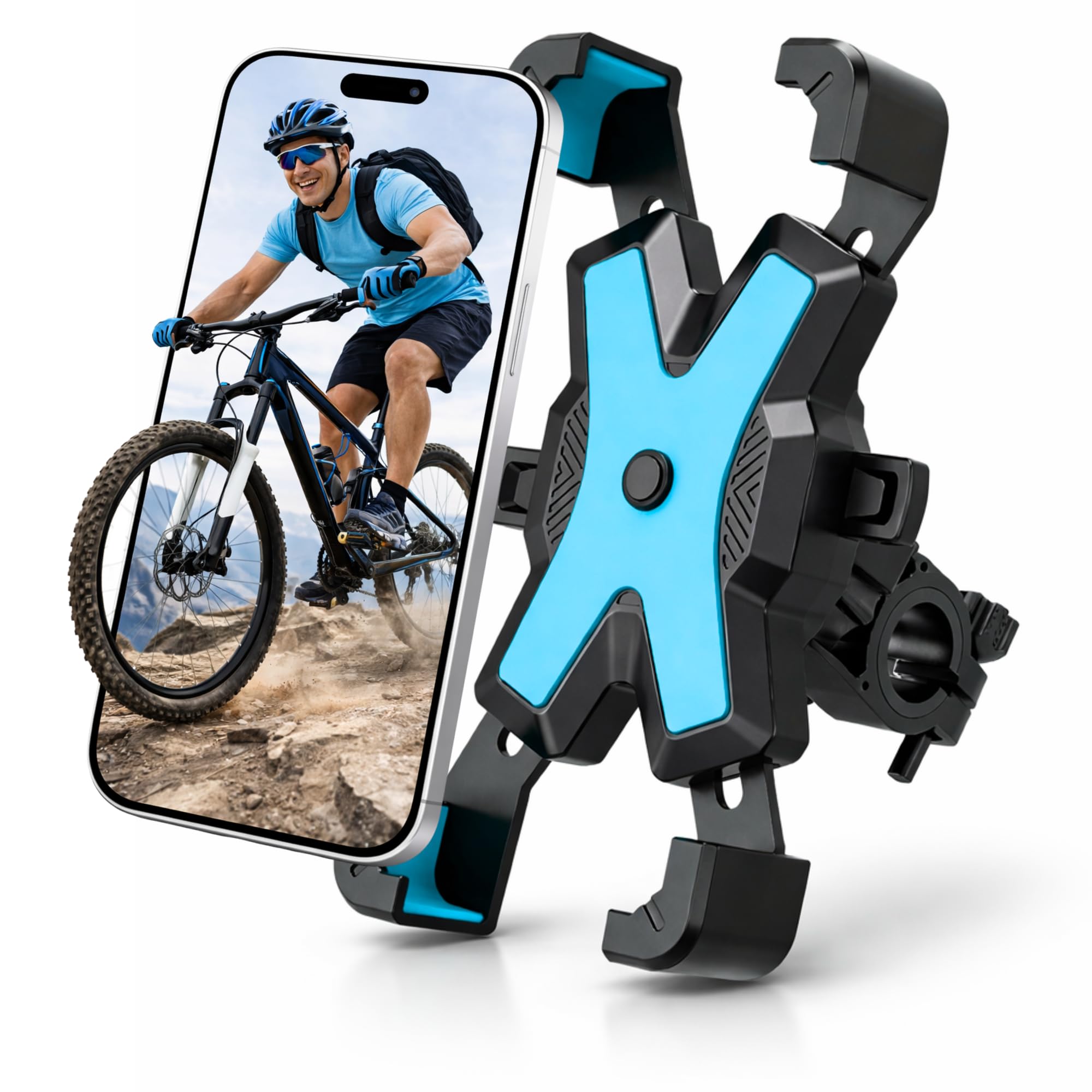 BIBRABY® Soporte móvil Moto de Manillar | Soporte movil Bicicleta | Patinete eléctrico | Soporte telefónico Desmontable | Giro 360º | Compatibilidad Universal 4,5-7'' (Negro) — view 9