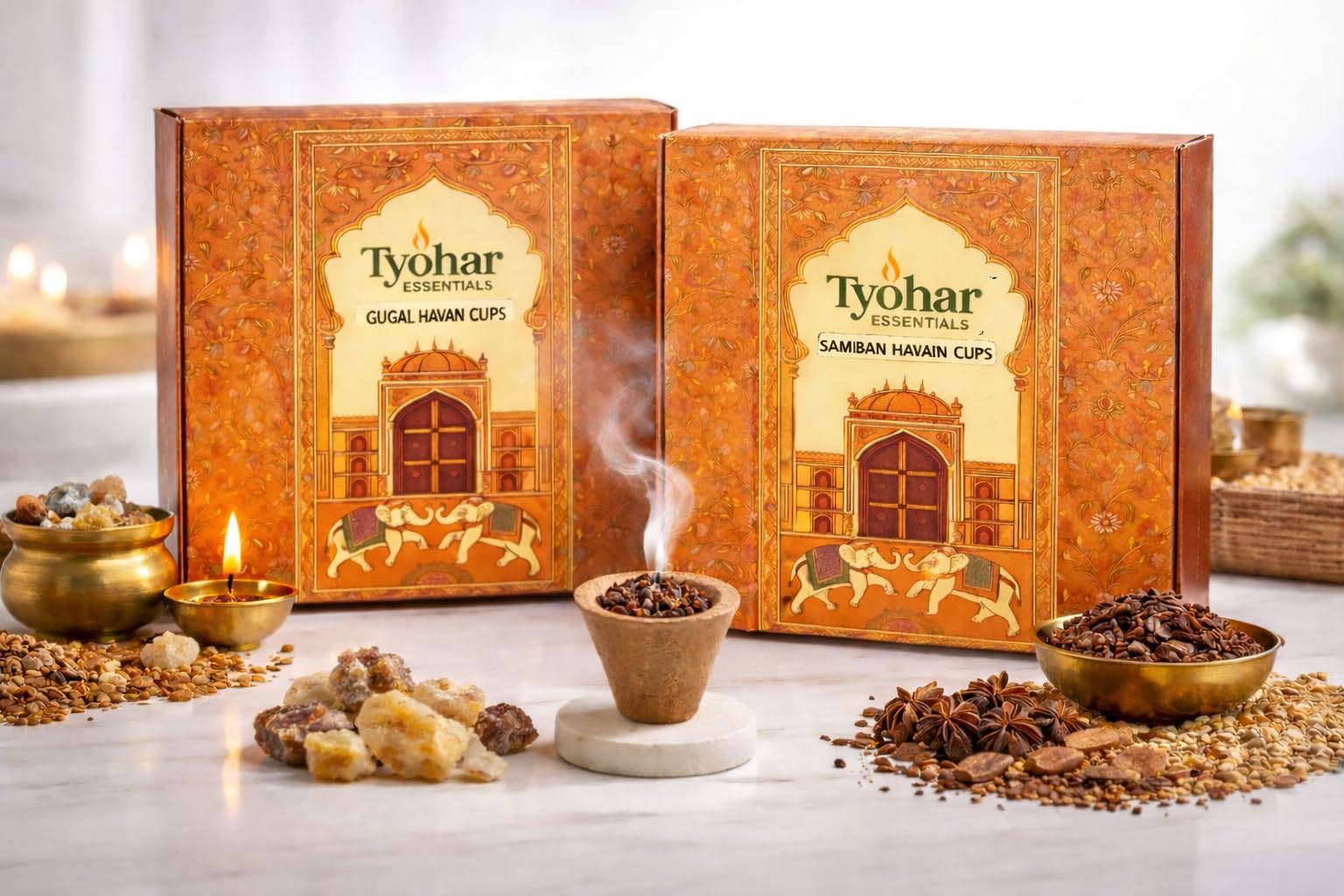 Gugal & Sambrani Combo | Pure Natural Guggal & Sambrani Dhoop Resin for Pooja, Havan & Spiritual Rituals | Pack of 2 (15 Each)-image-1