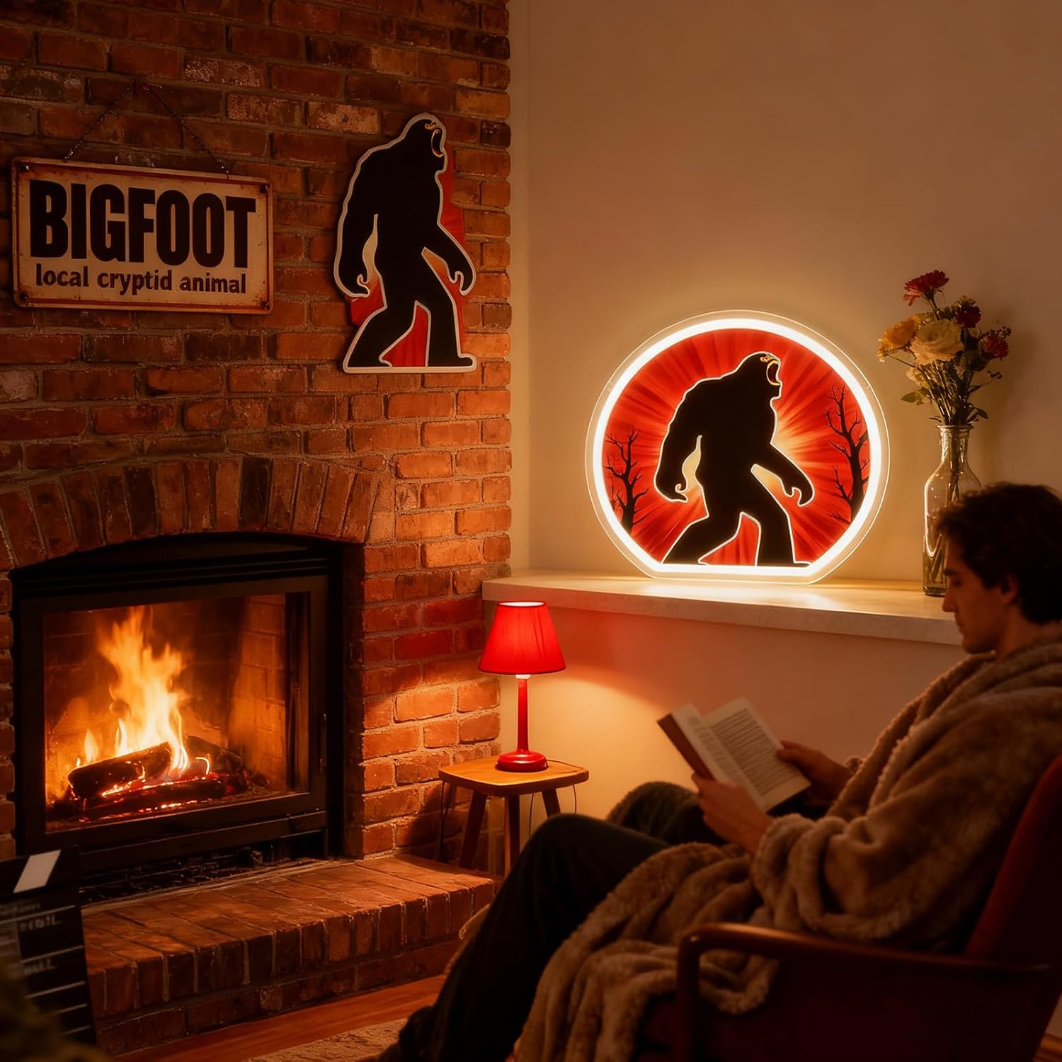 Bigfoot Neon Sign, Dimmable LED Sasquatch Neon Lights for Wall Decor, Funny Bigfoot Gifts for Man Cave, Bar, Garage, USB Powered Neon Light for Bigfoot Lovers, UV Printed