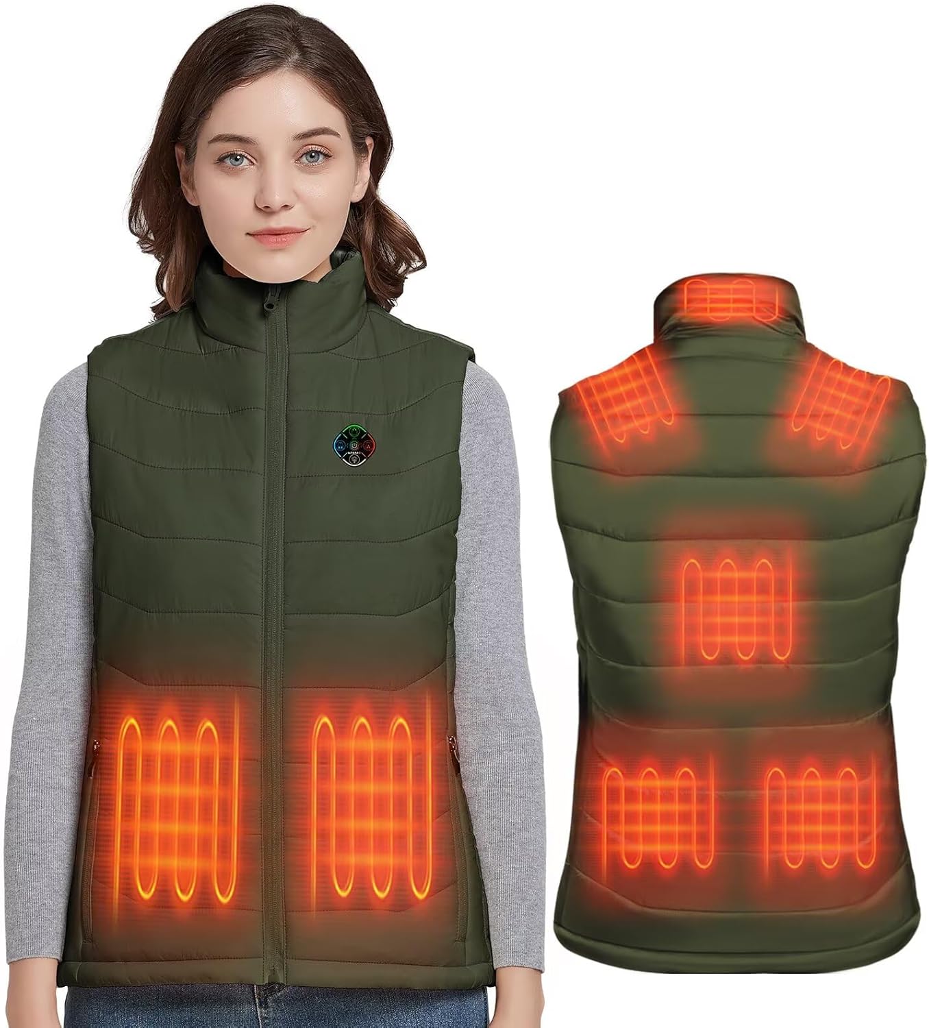 KOVNLO Heated Vest Women, (Battery Pack Not Included) Smart Controller With Lights-out, Electric Warming Heated Jackets