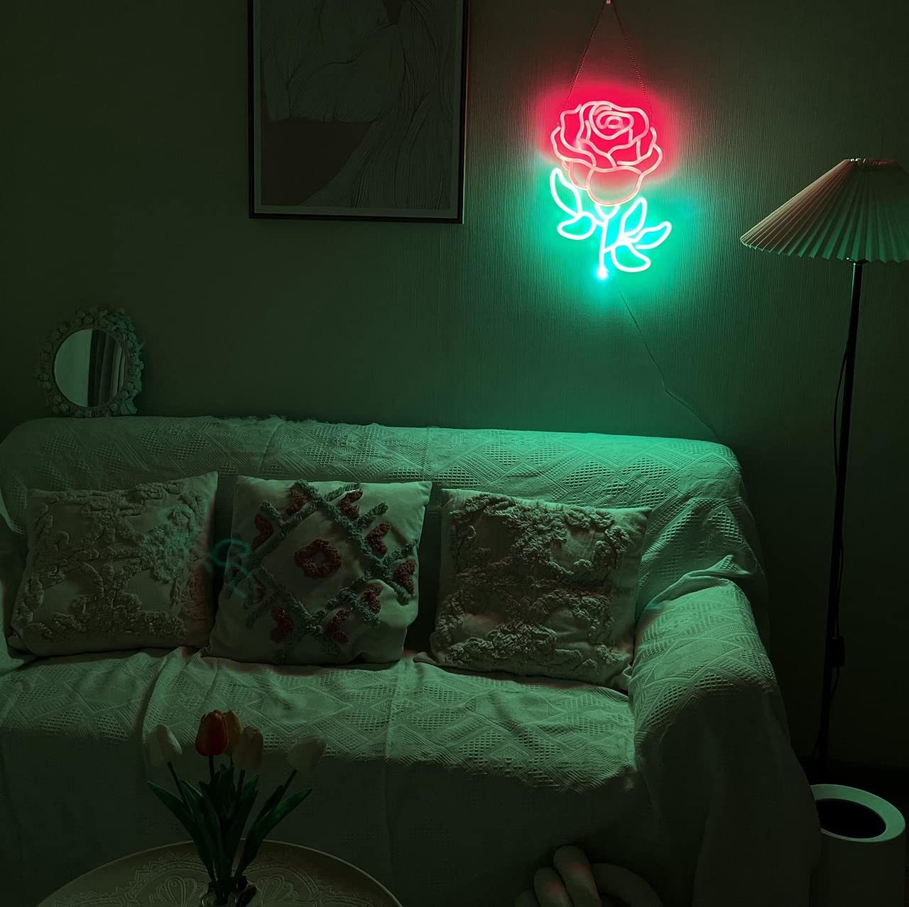 Amazon.co.jp: LED ネオン ライト 『バラの花』 透明アクリル LED