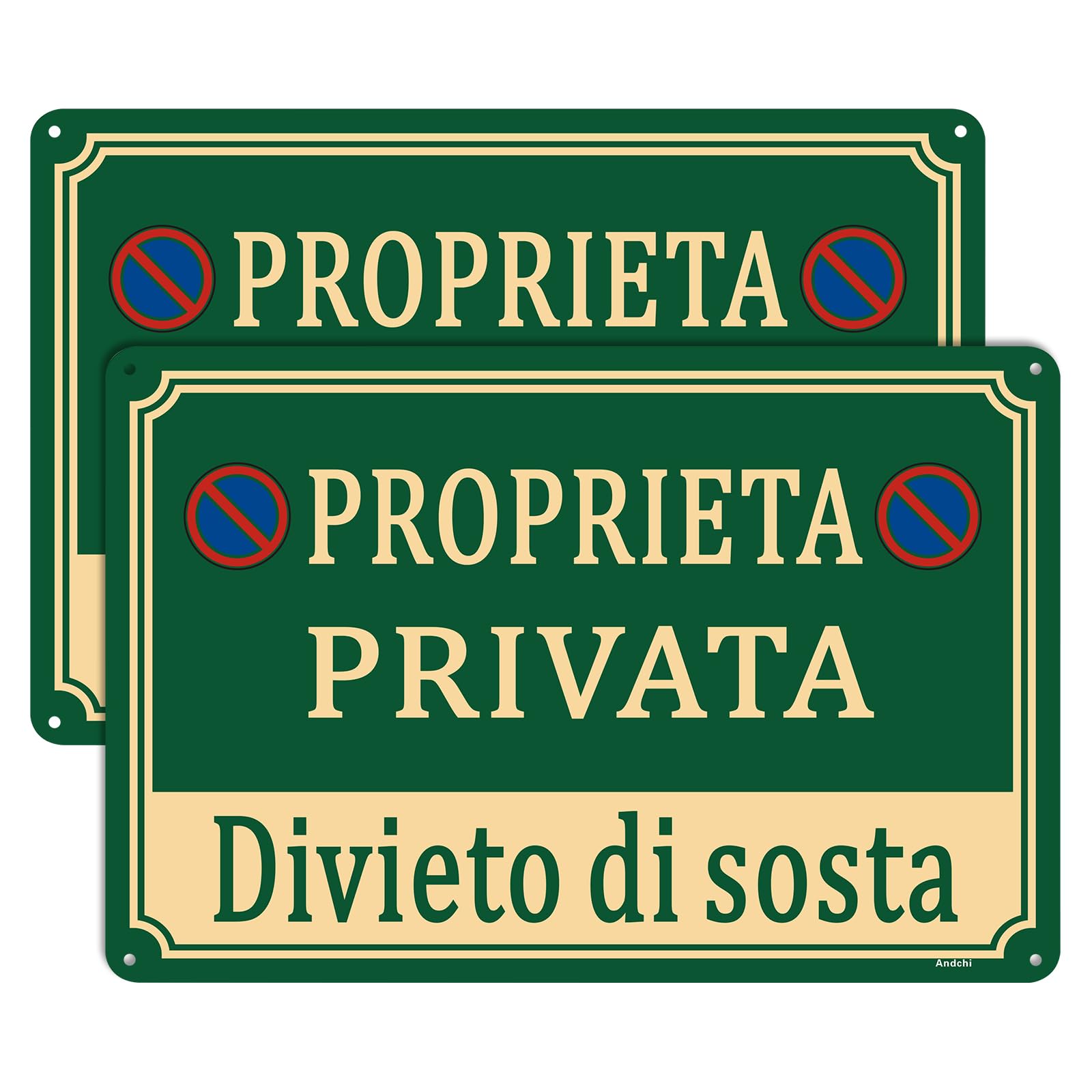 2pz Cartelli di proprietà privata sicurezza segni proprietà privata ha segni di sorveglianza in alluminio(Verde - Proprietà privata, 30 * 20cm)