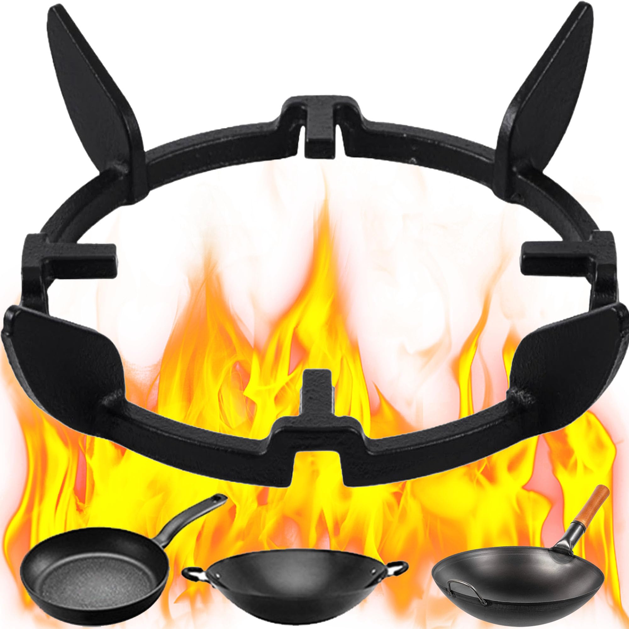 Wok Ring Gusseisen Ring Pan Support Stand, Wok Stand für Gas Herd, Anti-Rutsch Gas Ring Reducer, 17cm Durchmesser, Zubehör für Milchtopf, Pfanne, Kochfeld, Kochtopf