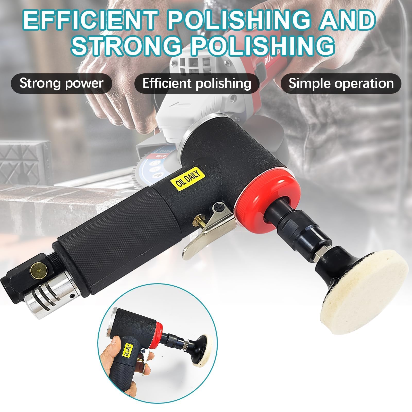 Ensemble de Lustreuse Polisseuse Voiture, Mini Meuleuse Pneumatique, Mini Ponceuse Electrique Disqueuse, Outils Pneumatiques pour Le Ponçage, L'Affinage, Le Polissage et Plus Encore