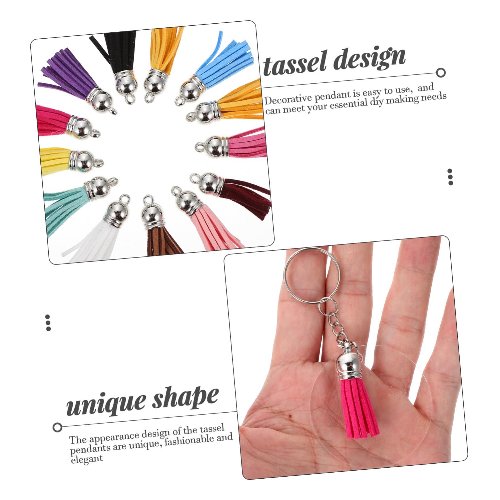 Angoily 48 Sätze Teiliges Diy mit Bunten Quasten Schlüsselanhängern Handgemachte Schlüsselringe für Taschen Schulranzen und Schmuck Vielseitige Bastelzubehör für Projekte
